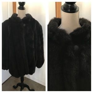 80s Glam VTG Monterey Black Faux Fur Jacket 18W